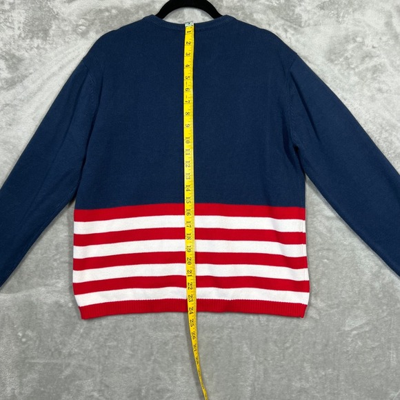 Crystal Kobe Cardigan Women's XL Blue Stars & Stripes Flag 4th‎ of July Teacher - Picture 5 of 10